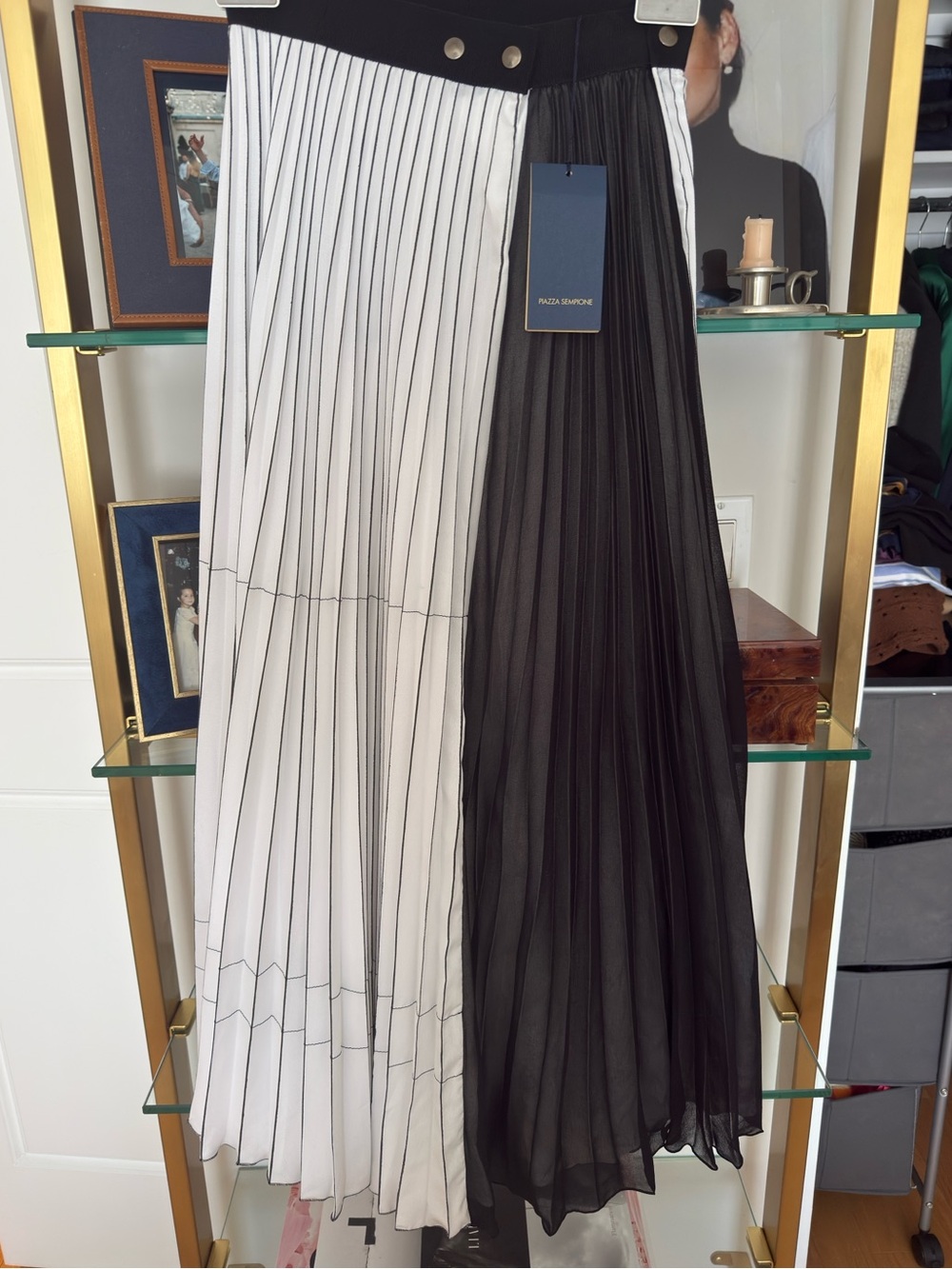 NWT Piazza Sempione Pleated Two-Tone Maxi Skirt - Size 40